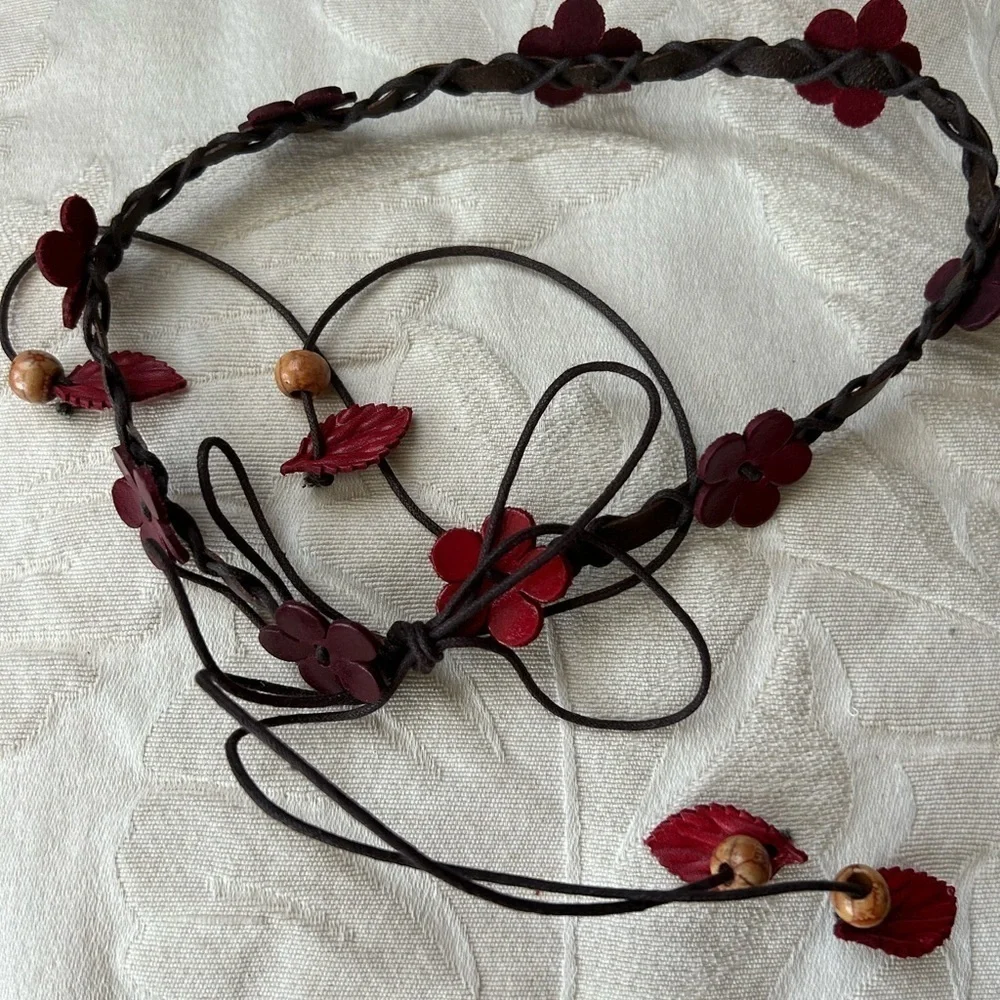 Genuine Leather Handmade Handcrafted Mini Floral Boho Headband